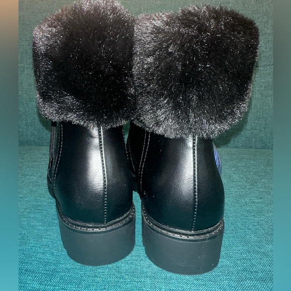 NEW Isaac Mizrahi Live! Jesse Faux Fur Trim Black Combat Boots Women's Size 10 - Picture 6 of 11